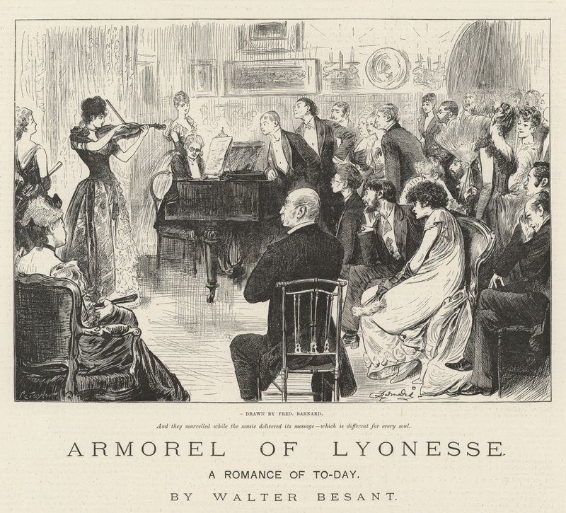 Zbroja Lyonesse, Współczesny romans — Walter Besant autorstwa Frederick Barnard