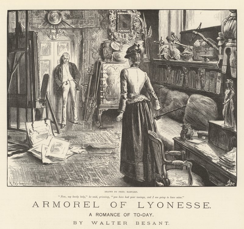 Zbroja Lyonesse, Współczesny romans — Walter Besant autorstwa Frederick Barnard