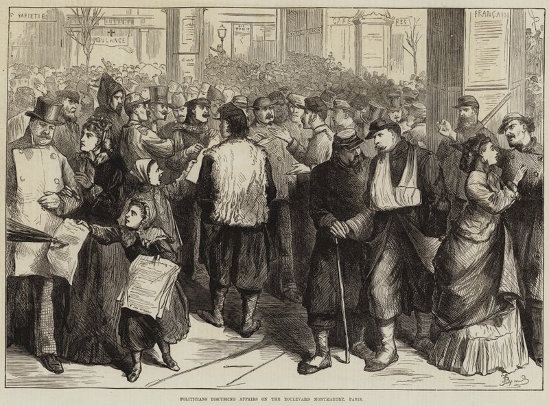Politycy omawiają sprawy na bulwarze Montmartre w Paryżu autorstwa Frederick Barnard