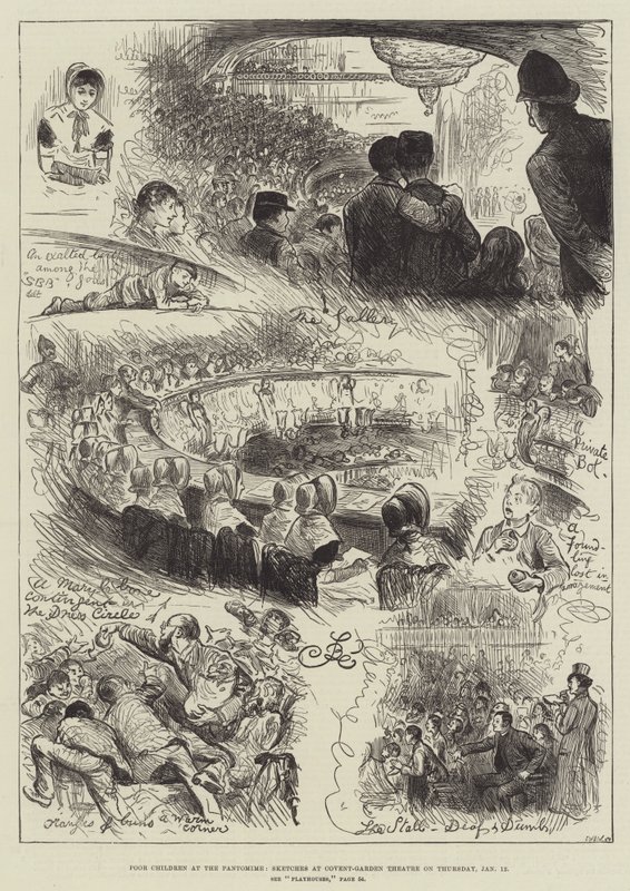Biedne dzieci w Pantomimy, Szkice w Covent-Garden Theatre w czwartek, 12 stycznia autorstwa Frederick Barnard