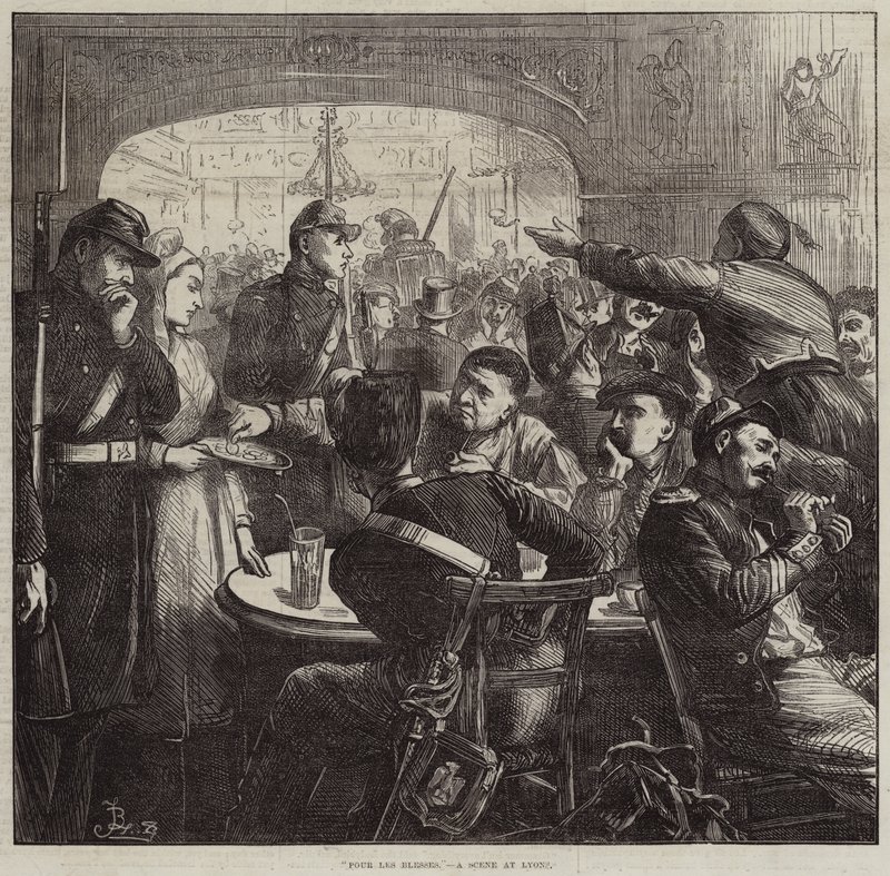 Pour les Blesses, scena w Lyonie autorstwa Frederick Barnard