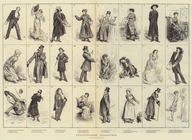 Postacie Dwunastej Nocy autorstwa Frederick Barnard