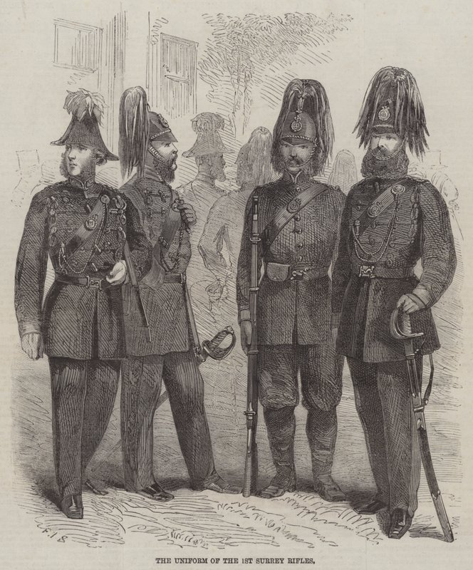 Mundur 1. Pułku Strzelców Konnych Surrey autorstwa Frederick John Skill