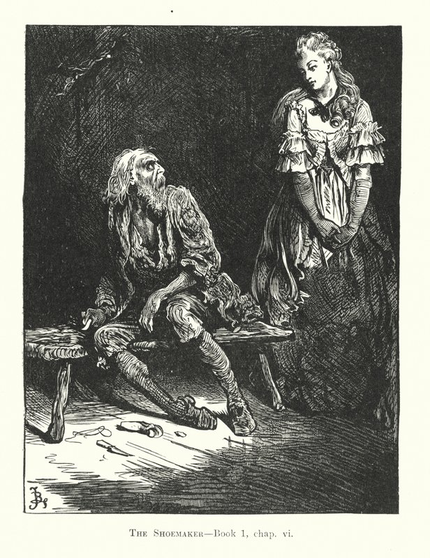 Ilustracja do "Opowieści o dwóch miastach" Dickensa (litografia) autorstwa Frederick (after) Barnard