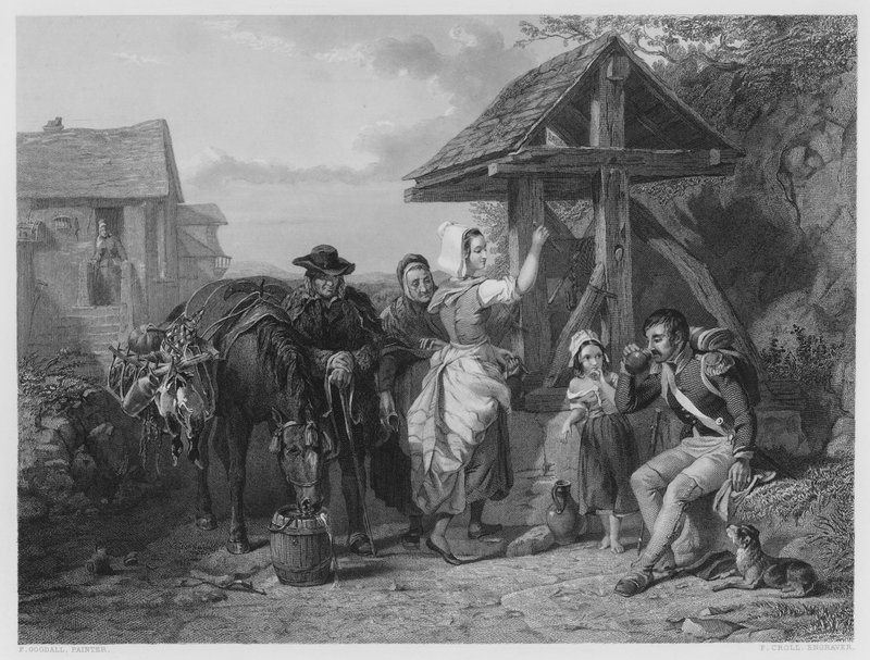 Zmęczony żołnierz, ze zdjęcia w Galerii Vernon (rycina) autorstwa Frederick (after) Goodall