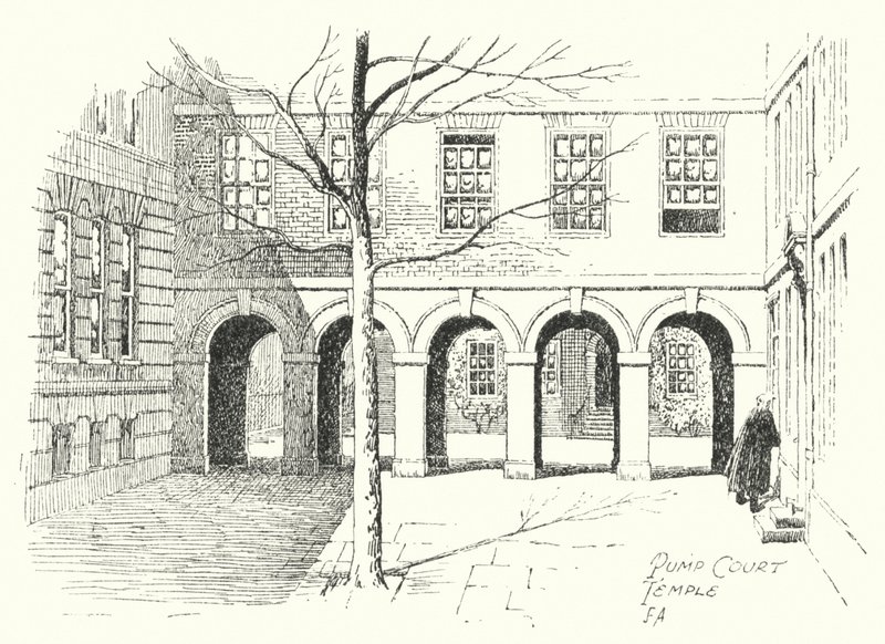 Pump Court, Temple (litografia) autorstwa Frederick Adcock
