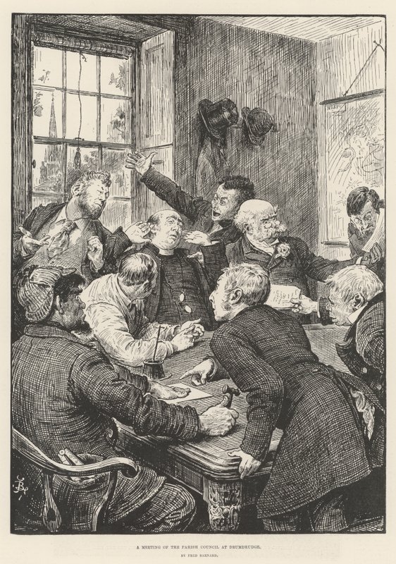 Spotkanie Rady Parafialnej w Drumdrudge autorstwa Frederick Barnard