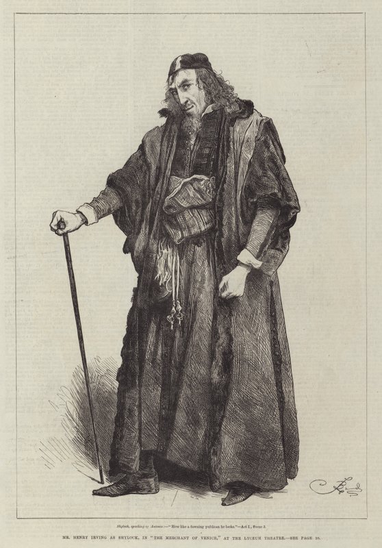 Pan Henry Irving jako Shylock w Kupie weneckim w teatrze Lyceum autorstwa Frederick Barnard
