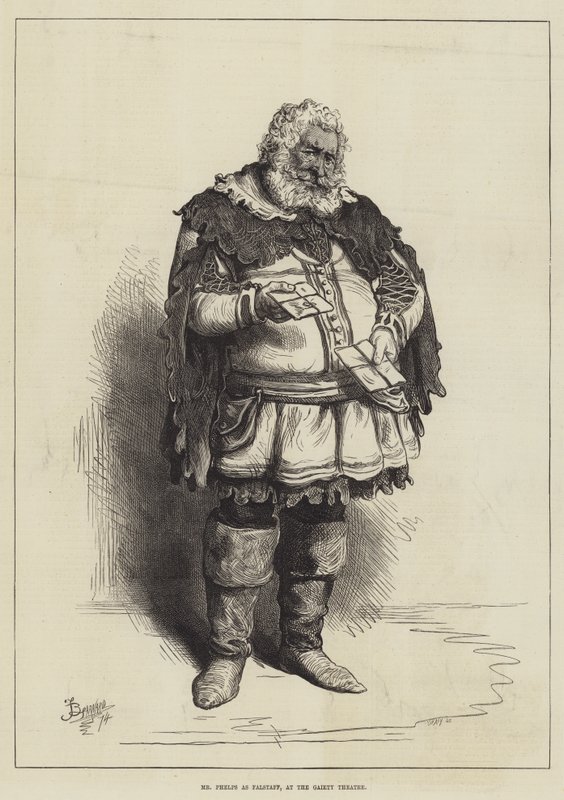 Pan Phelps jako Falstaff, w Gaiety Theatre autorstwa Frederick Barnard