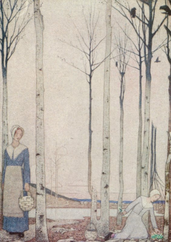 Święci kwakrzy: Pale Windflowers (kolorowa litografia) autorstwa Frederick Cayley Robinson