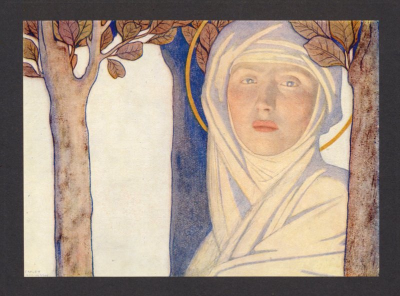 Święta Panna Młoda, VI wiek, Święto 1 lutego (kolorowa litografia) autorstwa Frederick Cayley Robinson