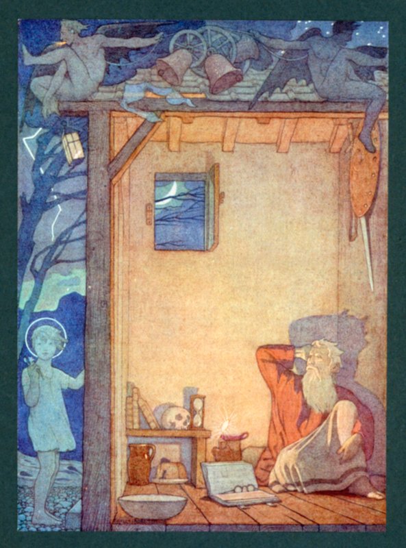 Święty Krzysztof, III wiek, Święto 25 lipca (kolorowa litografia) autorstwa Frederick Cayley Robinson
