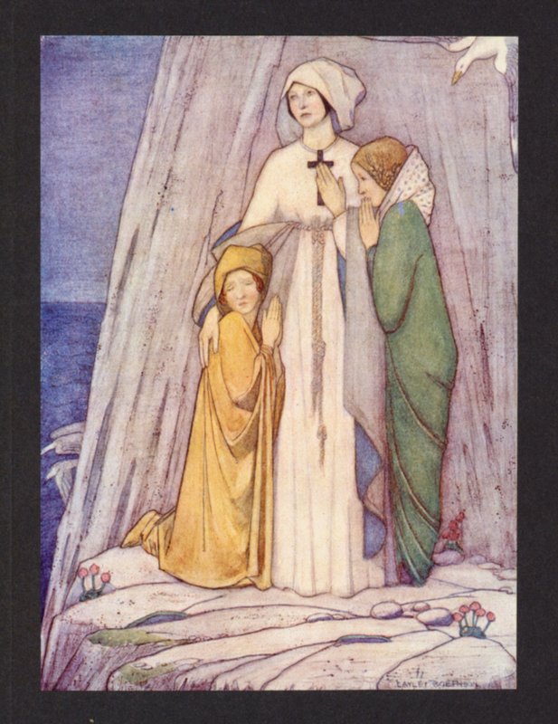 Etheldreda, VIII wiek, Święto 23 czerwca (kolorowa litografia) autorstwa Frederick Cayley Robinson