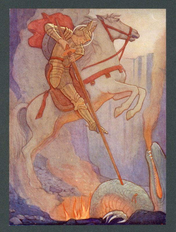 Święty Jerzy, IV wiek, Święto 23 kwietnia (kolorowa litografia) autorstwa Frederick Cayley Robinson