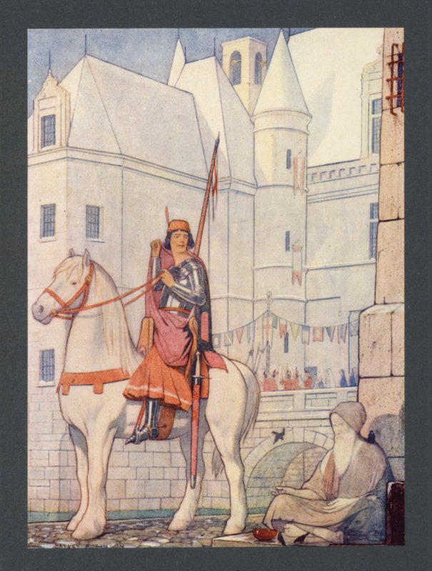 Święty Marcin, IV wiek, Święto 11 listopada (kolorowa litografia) autorstwa Frederick Cayley Robinson