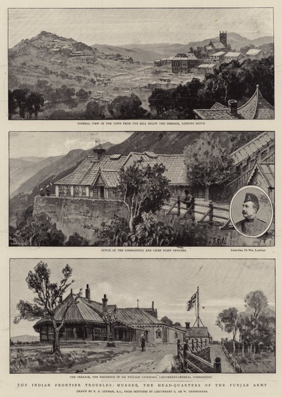 Kłopoty z Indianami na granicy, Murree, kwatera główna armii Pendżabu autorstwa Frederick George Cotman