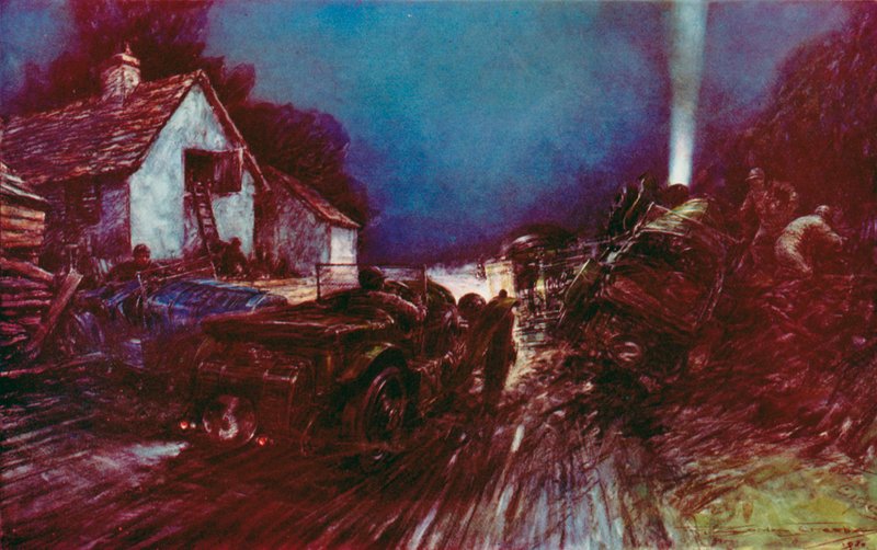 Historyczny wypadek w White House Corner w 24-godzinnym wyścigu Le Mans. autorstwa Frederick Gordon (after) Crosby