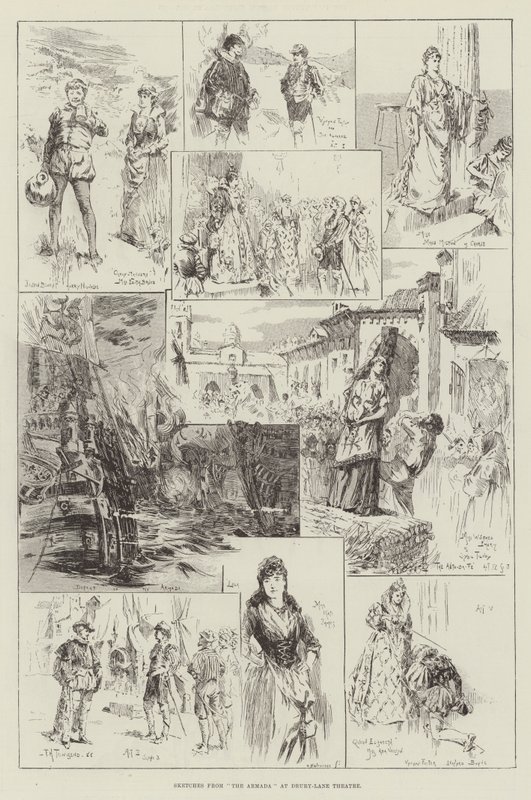 Szkice z Armady w Drury-Lane Theatre autorstwa Frederick Henry Townsend