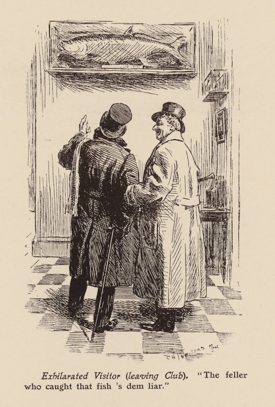"Człowiek, który złowił tę rybę, jest kłamcą" (litografia) autorstwa Frederick Henry Townsend