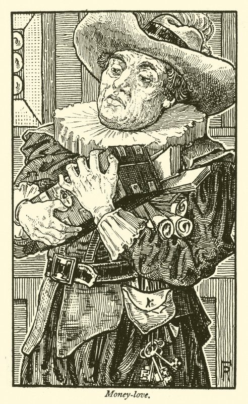 Miłość do pieniędzy (grawerowanie) autorstwa Frederick Hurten Rhead