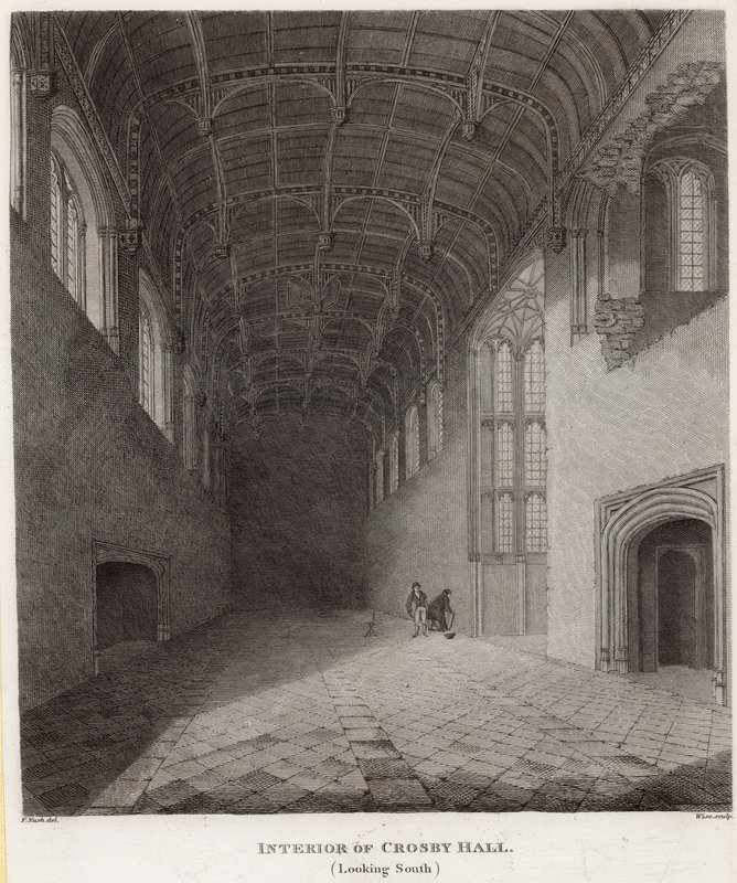 Wnętrze Crosby Hall od strony południowej autorstwa Frederick Nash