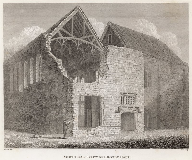 Widok na północno-wschodni Crosby Hall autorstwa Frederick Nash