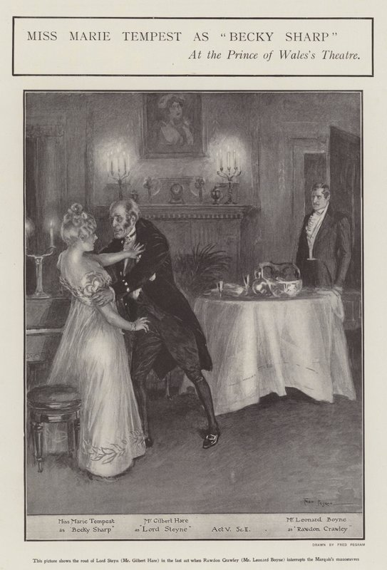 Miss Marie Tempest jako Becky Sharp w Teatrze Księcia Walii w Londynie (lito) autorstwa Frederick Pegram