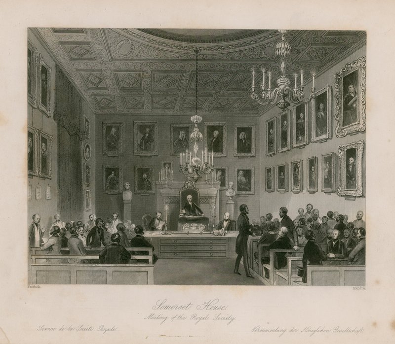 Somerset House, spotkanie Towarzystwa Królewskiego autorstwa Frederick William Fairholt