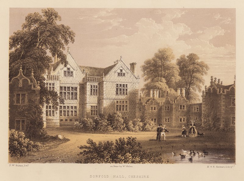 Dorfold Hall, Cheshire (akwatinta) autorstwa Frederick William Hulme