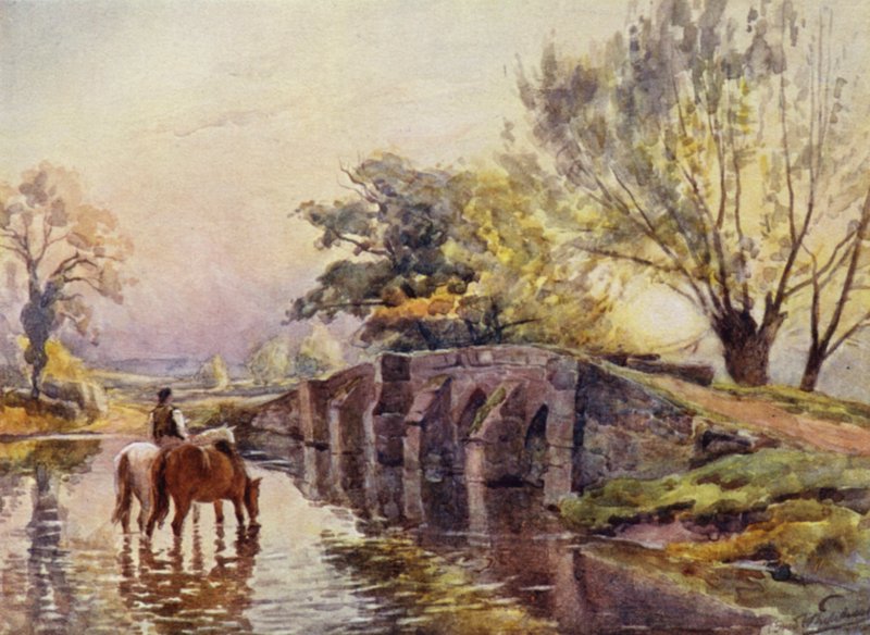 Hampton-in-Arden, most Packhorse autorstwa Frederick William Newton Whitehead