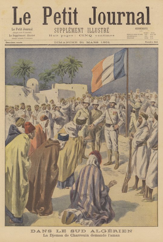 Wódz rebeliantów poddający się Francuzom w południowej Algierii autorstwa French School