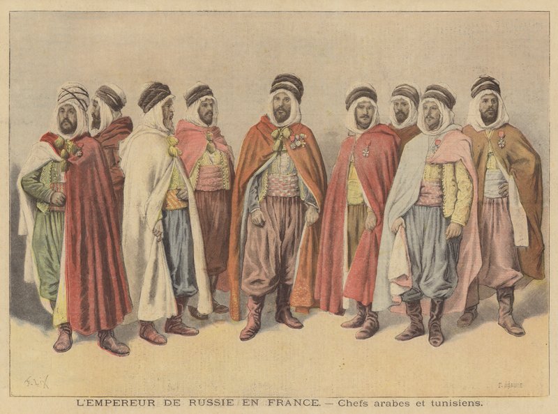 Przywódcy arabscy i tunezyjscy w Paryżu z okazji wizyty cara Rosji Mikołaja II autorstwa French School