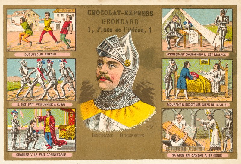 Bertrand du Guesclin, francuski dowódca wojskowy i sceny z jego życia autorstwa French School