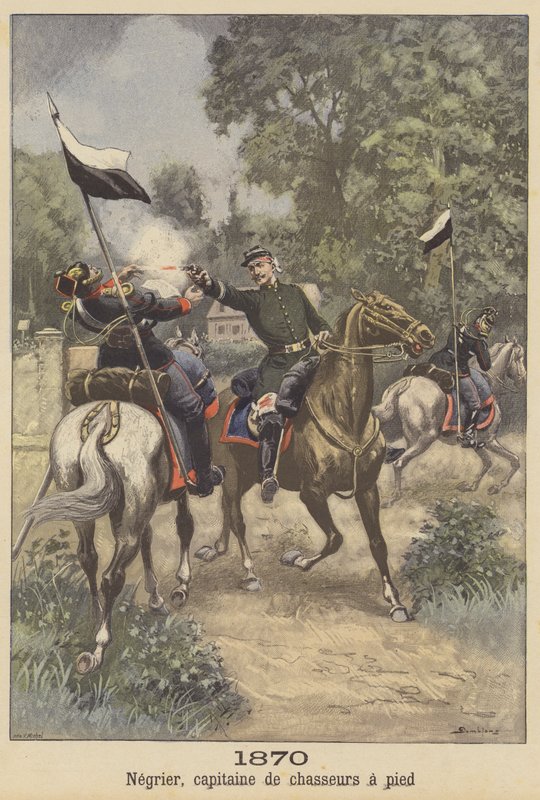 Kapitan Negrier z lekkiej piechoty uciekającej z niewoli pruskiej w wojnie francusko-pruskiej autorstwa French School