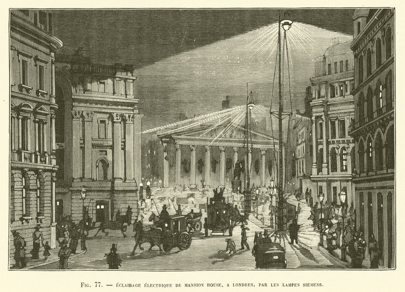 Oświetlenie elektryczne rezydencji w Londynie firmy Siemens Lamps autorstwa French School