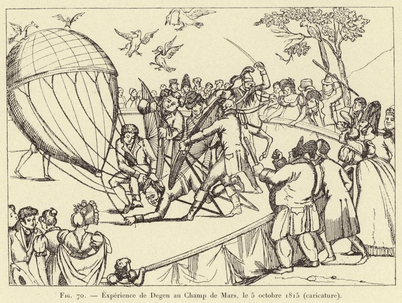 Doświadczenie Degen na Polu Marsowym, 5 października 1815 (karykatura) autorstwa French School