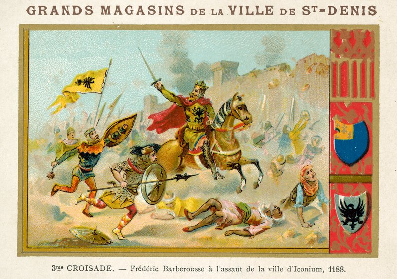 Fryderyk Barbarossa podczas szturmu na miasto Iconium, 3. Krucjata, 1188 autorstwa French School
