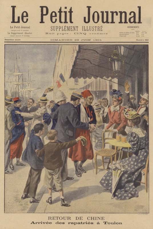 Francuscy żołnierze wracają z walki z bokserami w Chinach autorstwa French School