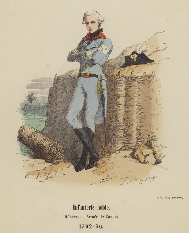 Szlachetna piechota, oficer armii Conde, 1792-96 autorstwa French School