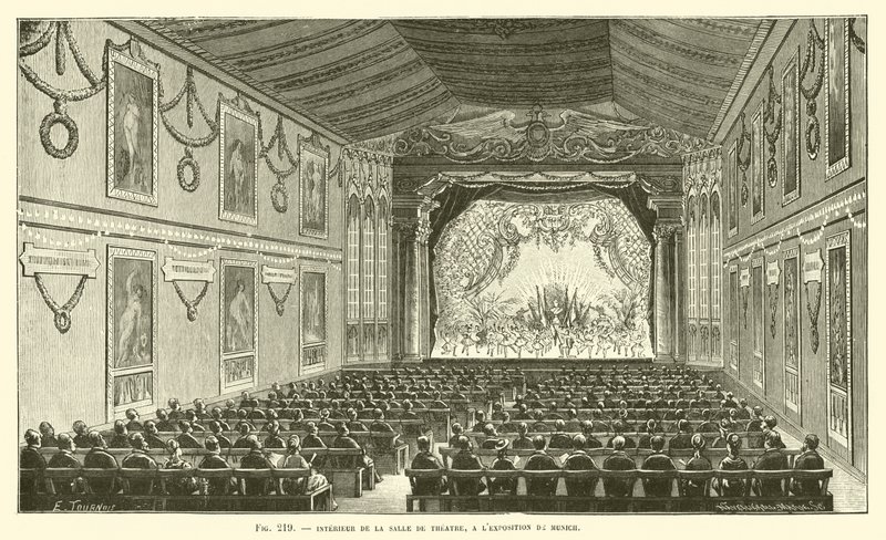 Wnętrze sali teatralnej na wystawie w Monachium autorstwa French School