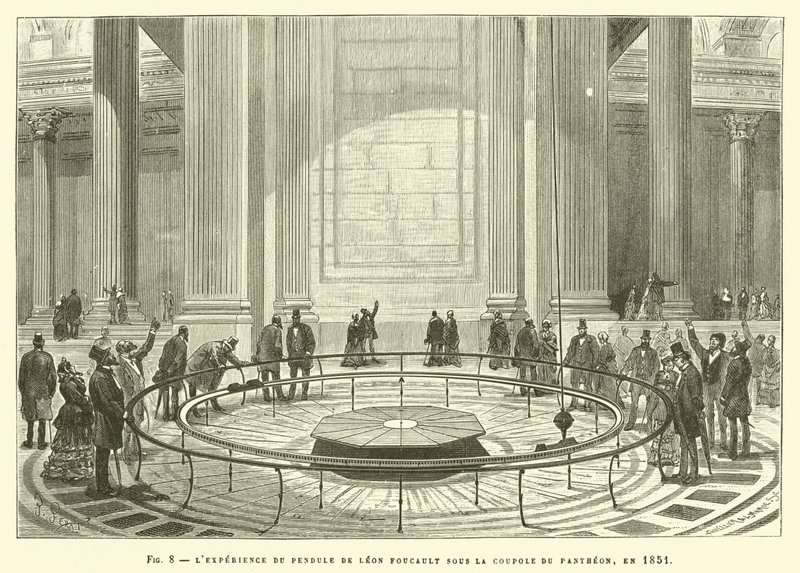 Eksperyment wahadła Leona Foucaulta pod kopułą Panteonu, 1851 r. autorstwa French School