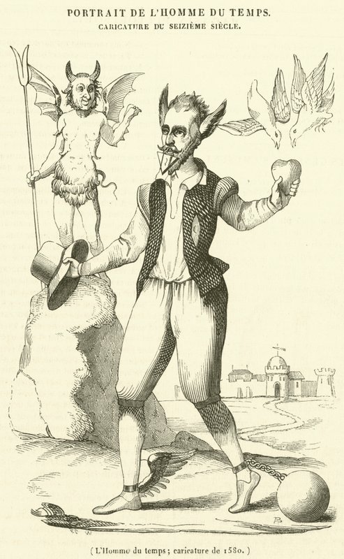 Człowiek czasu, 1580 karykatura autorstwa French School