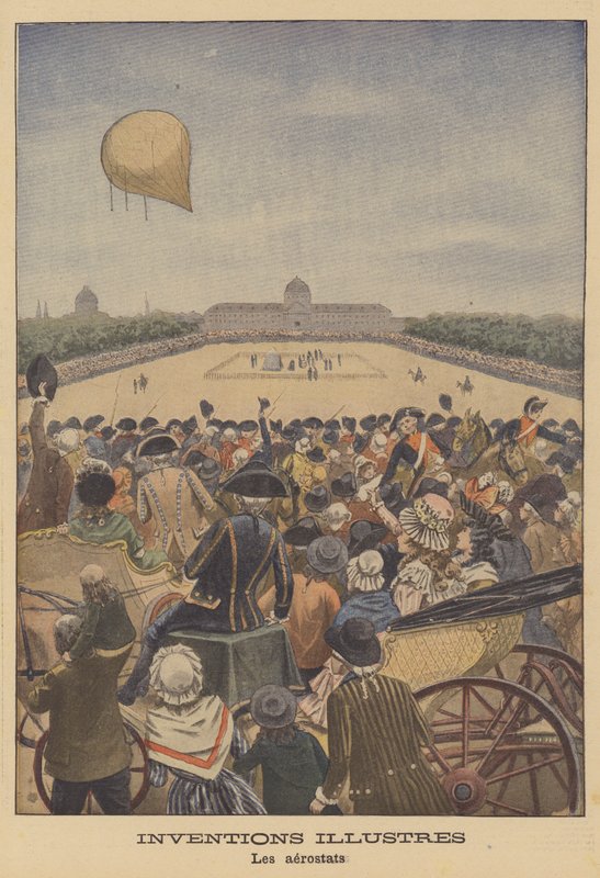 Wystrzelenie pierwszego balonu wodorowego przez Jacquesa Charlesa i braci Robert w Paryżu, 1783 r. autorstwa French School