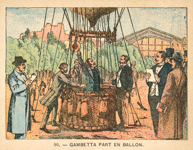Leon Gambetta ucieka balonem z oblężenia Paryża, 1870 autorstwa French School