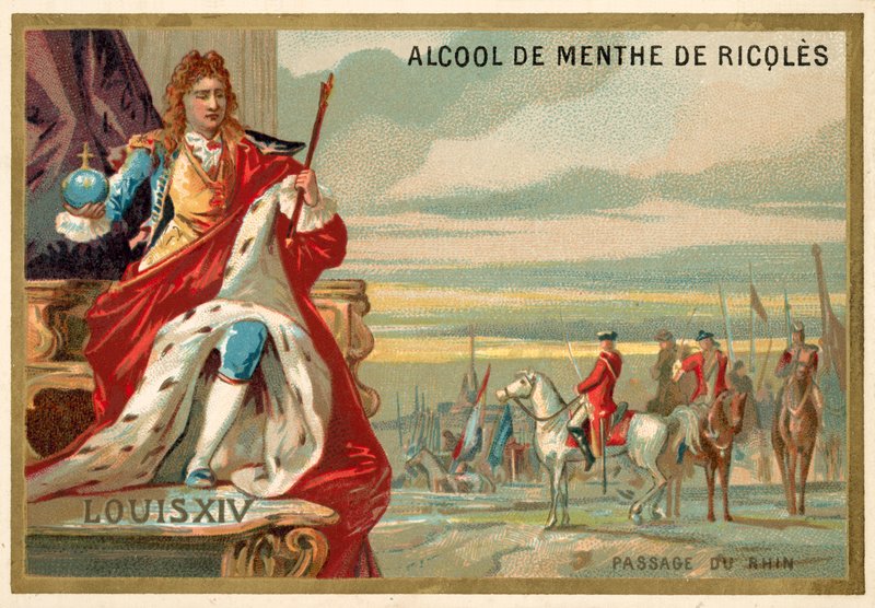 Ludwik XIV Francji i armia francuska przekracza Ren, 1672 autorstwa French School