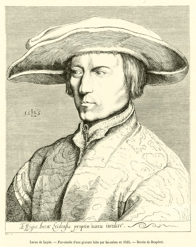 Lucas de Leyde, Faksymile wykonanej przez siebie ryciny w 1525 r. autorstwa French School