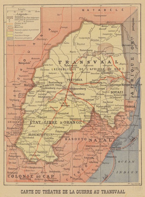 Mapa teatru wojny burskiej autorstwa French School