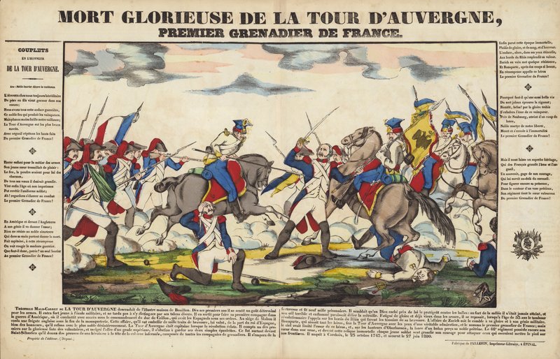 Glorious Death Of La Tour Dauvergne, pierwszy francuski grenadier autorstwa French School