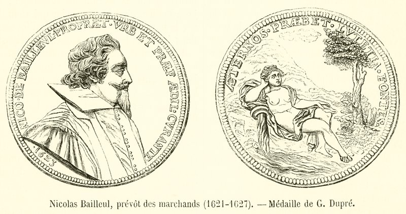 Nicolas Bailleul, prevot kupców, 1621-1627, Medal G Dupre autorstwa French School