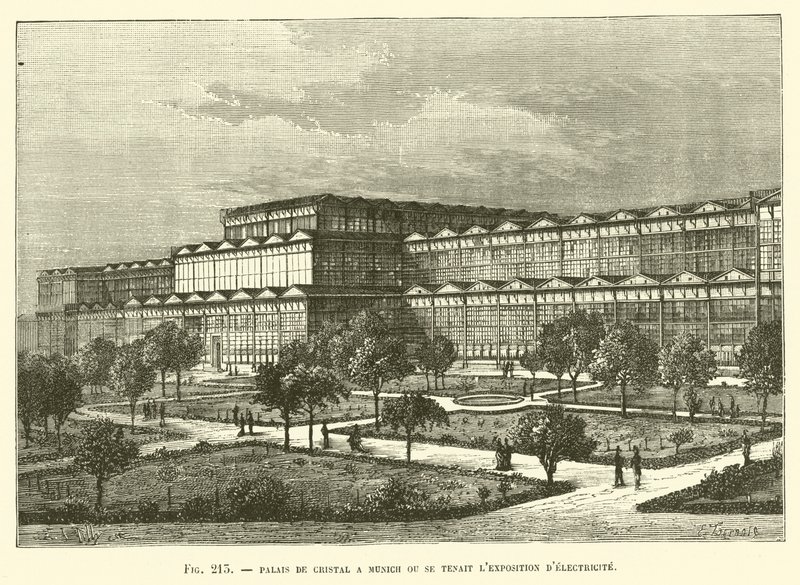 Crystal Palace w Monachium, gdzie odbyła się wystawa energii elektrycznej autorstwa French School